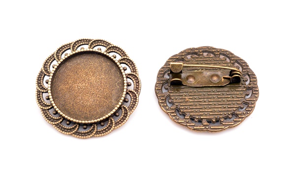 Round Brooch Blanks in Antique Bronze (pair) - prokraft
